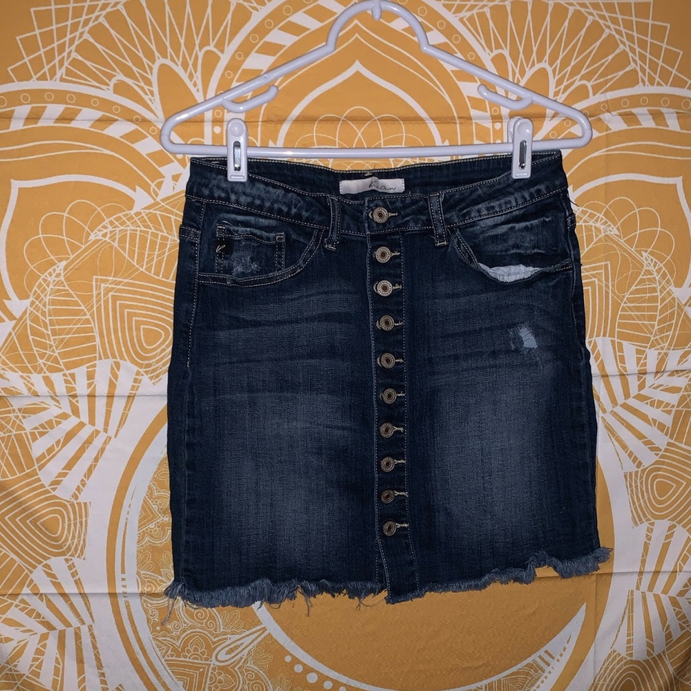 kancan button up jean skirt